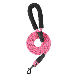 Rose red 5 ft reflective rope leash, sold on its own with the tactical dog harness