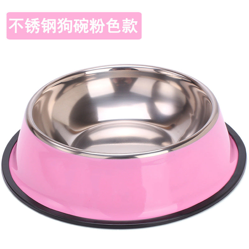 Stainless Steel Dog Bowl with a Non-Slip Base, Five Sizes