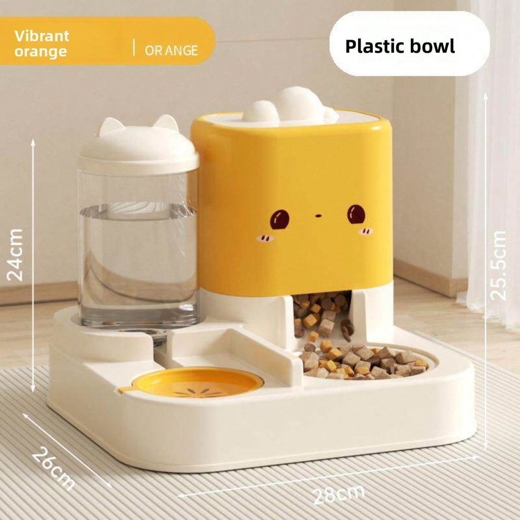 Yellow version of the feeder with the same size callouts — yellow is not sold here; the green model is