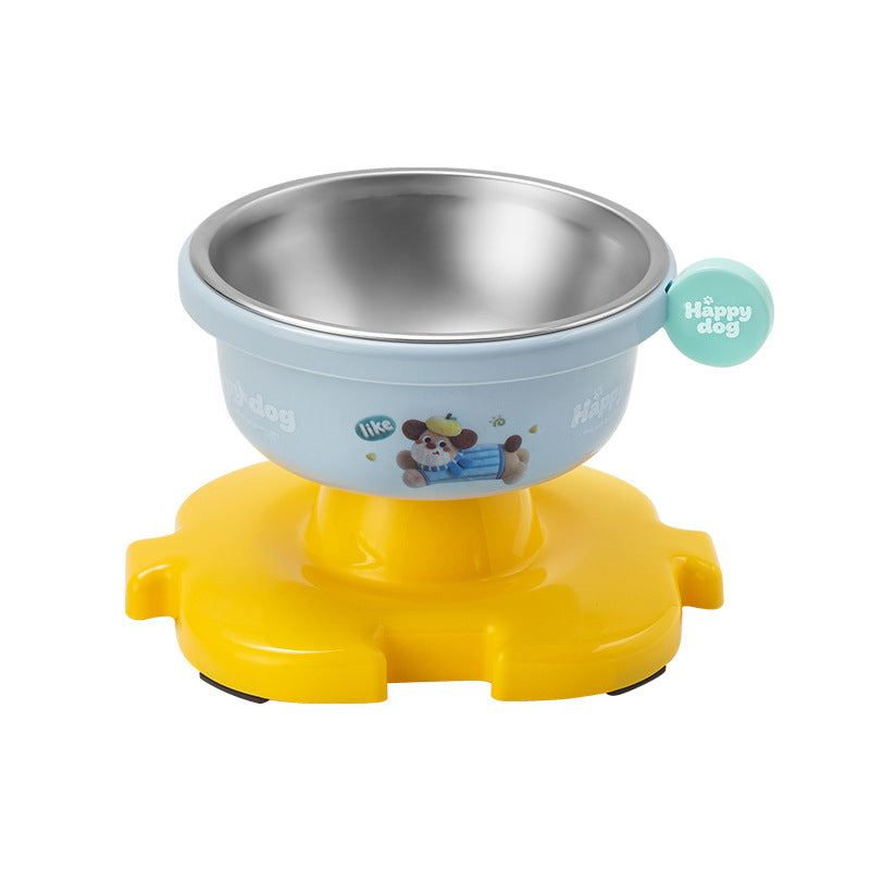 Elevated dog bowl in Pinkish Green with the stainless steel inner bowl in place, seen from the front.