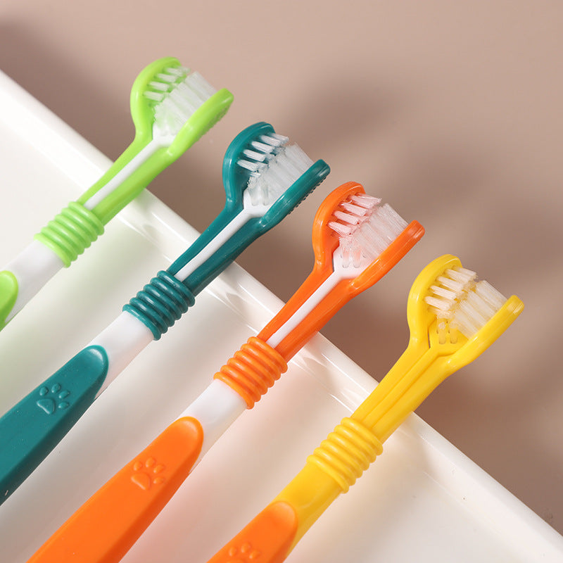 Dog Toothbrush, Three Sided Head Brushes All Sides in One Stroke