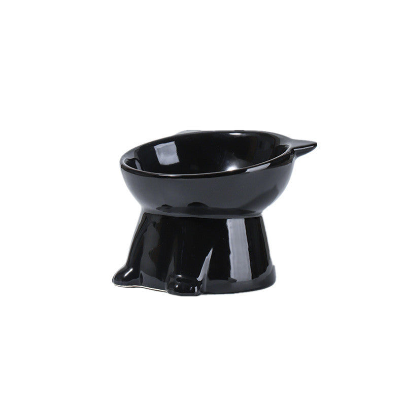 Tilted Raised Pet Bowl with Ears, Black or White
