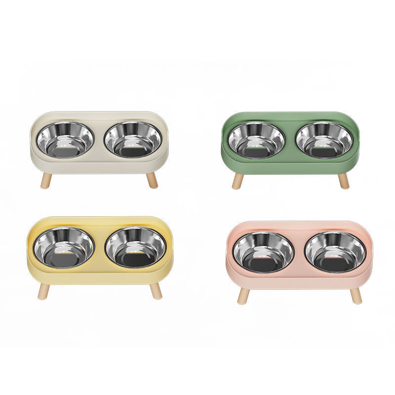 Raised Double Bowl Stand for Small Dogs, 400 ml Each Side, 6 Colors