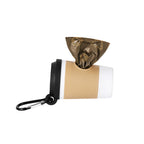 Coffee cup poop bag dispenser on its side with a bag pulled from the opening