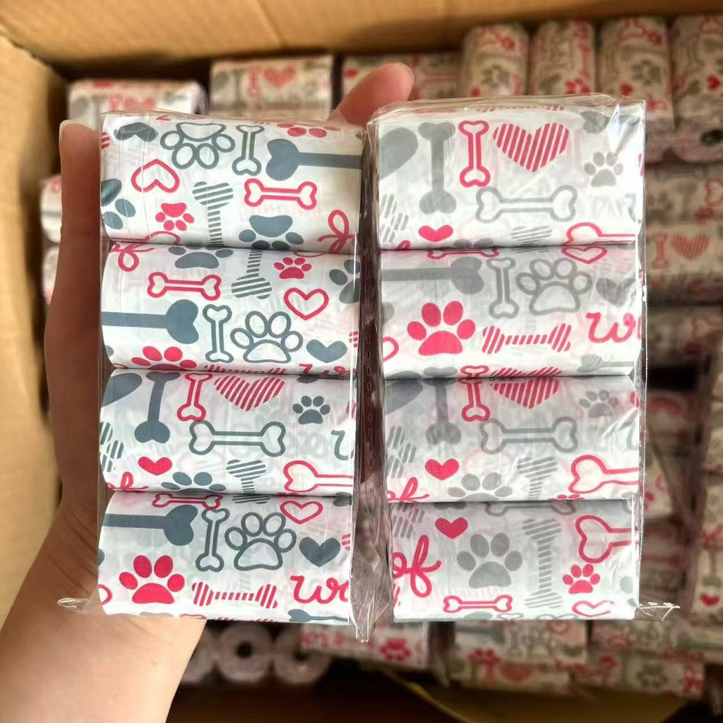 Scented Dog Poop Bags, 4 Rolls, Printed