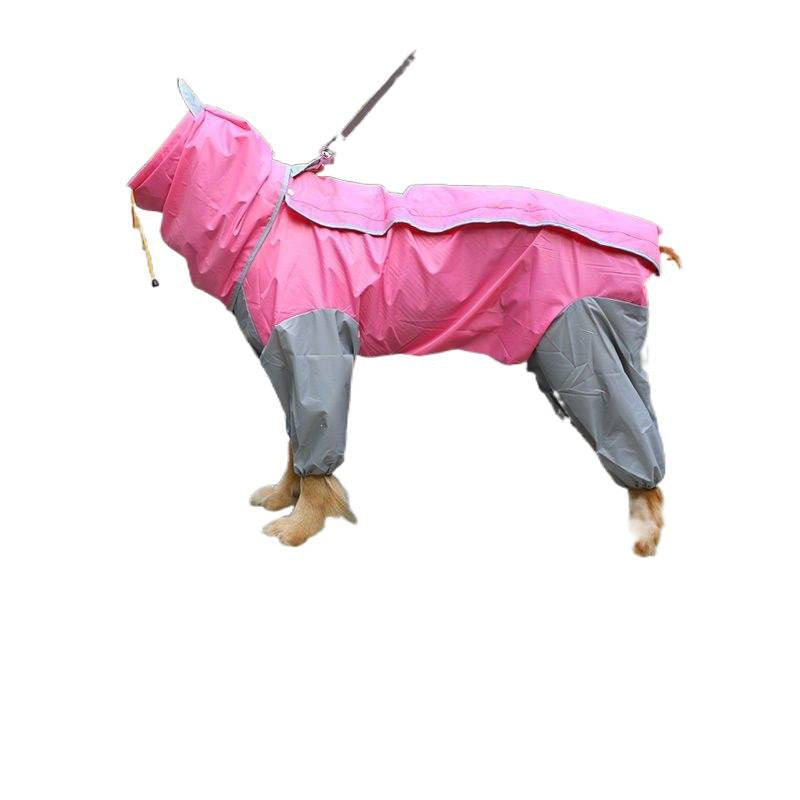 Large Dog Raincoat, Four-Leg with Belly Cover and Hood