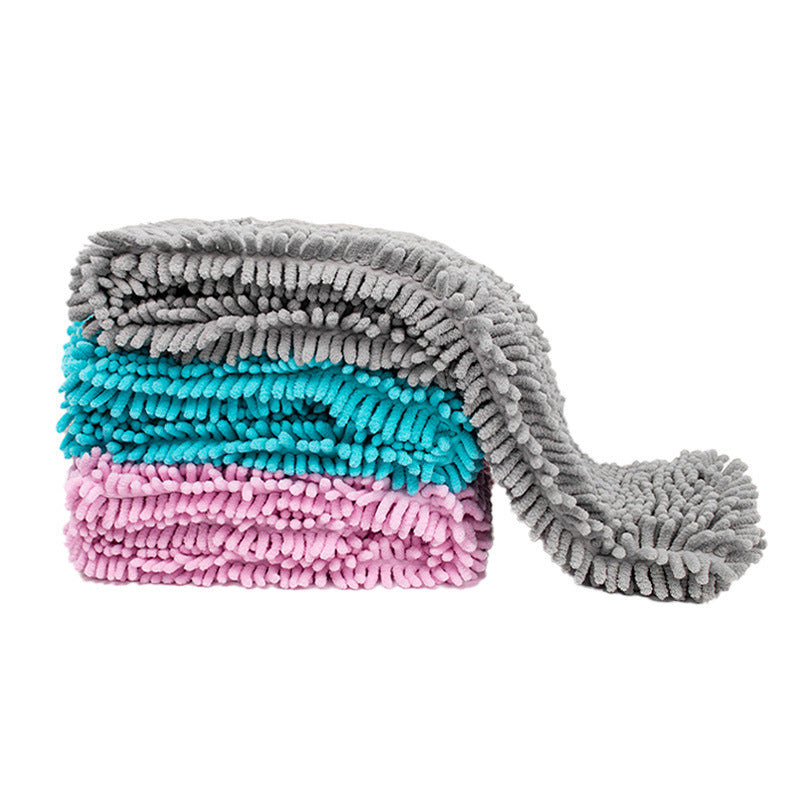 Chenille Dog Drying Towel with Hand Pockets