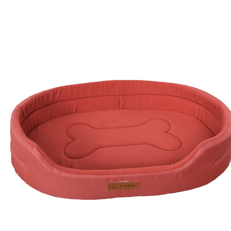 Oval Dog Bed with Raised Rim and Removable Cushion