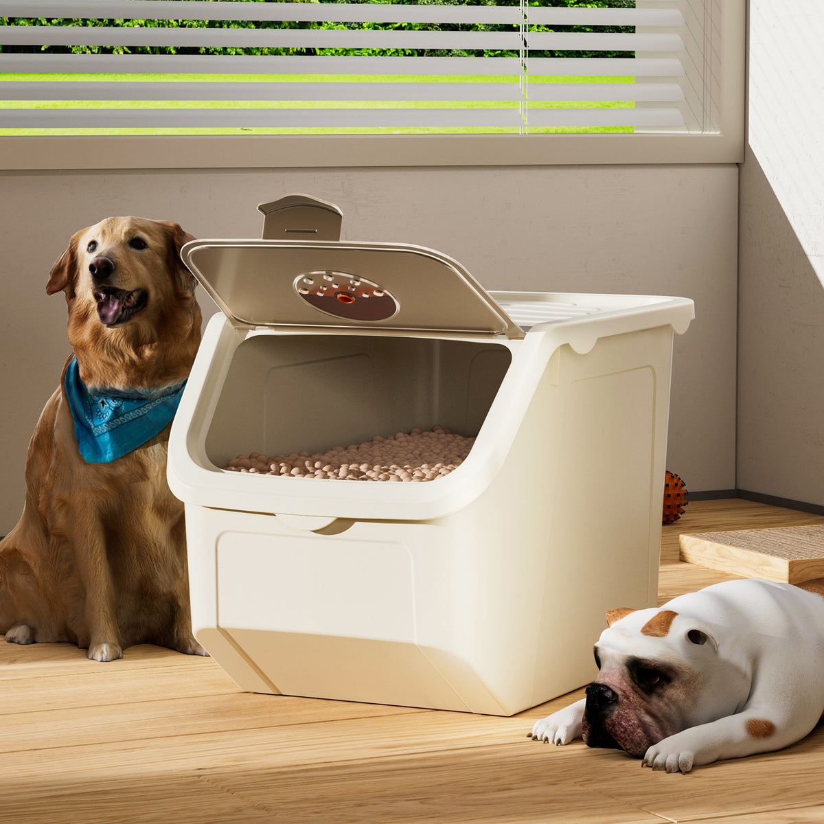 Airtight Dog Food Storage Bin with Flip Lid, 22 or 33 lb