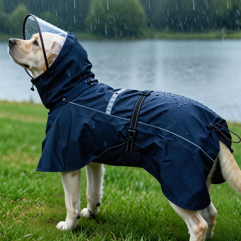 Hooded Dog Raincoat with Reflective Strips, L to 6XL