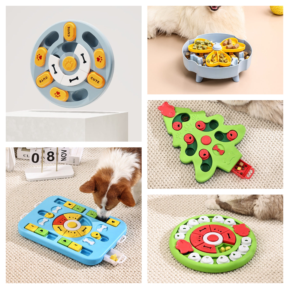 Dog Puzzle Feeder and Slow Bowl, Many Shapes