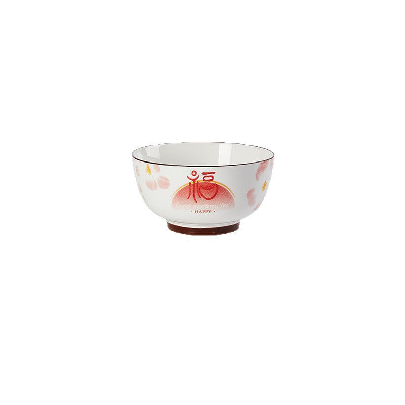 Peony and Gold Rim Dinnerware, Sold by the Piece. A cream body with a soft pink and coral floral motif and a fine gold-toned line at the rim.
