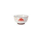 Peony and Gold Rim Dinnerware, Sold by the Piece. A cream body with a soft pink and coral floral motif and a fine gold-toned line at the rim.