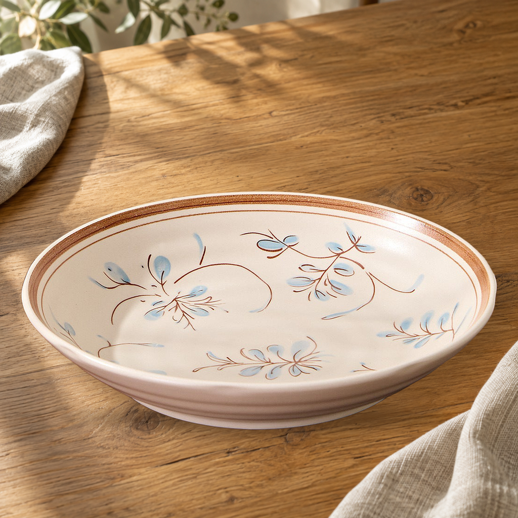 Simple Retro 8 in plate on a wooden table in soft daylight.