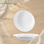 Rock Texture white 9 in pasta bowl, shown from the top and from the side.