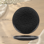 Rock Texture · Black 8 in dinner plate, shown from the top and from the side.