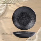 Rock Texture · Black 8 in deep plate, shown from the top and from the side.