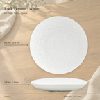 Rock Texture · White 8 in deep plate, shown from the top and from the side.