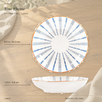 Blue Rhyme 8 in deep plate, shown from the top and from the side.