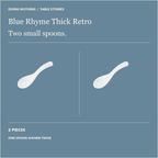 One Blue Rhyme white ceramic small spoon shown twice to illustrate the two-spoon option.