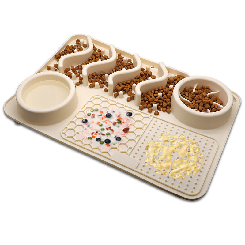 Large tray in Milky White with kibble in the channels and both wells filled