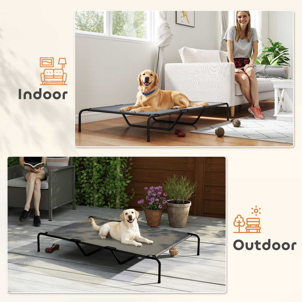 Elevated dog cot used indoors and outdoors