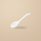 Blue Rhyme large spoon, on a warm beige background.