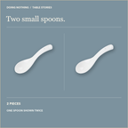 One white ceramic small spoon shown twice to illustrate the two-spoon option.