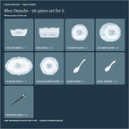 What comes in the Blue Danube 26-piece set: each piece type shown once with its count.