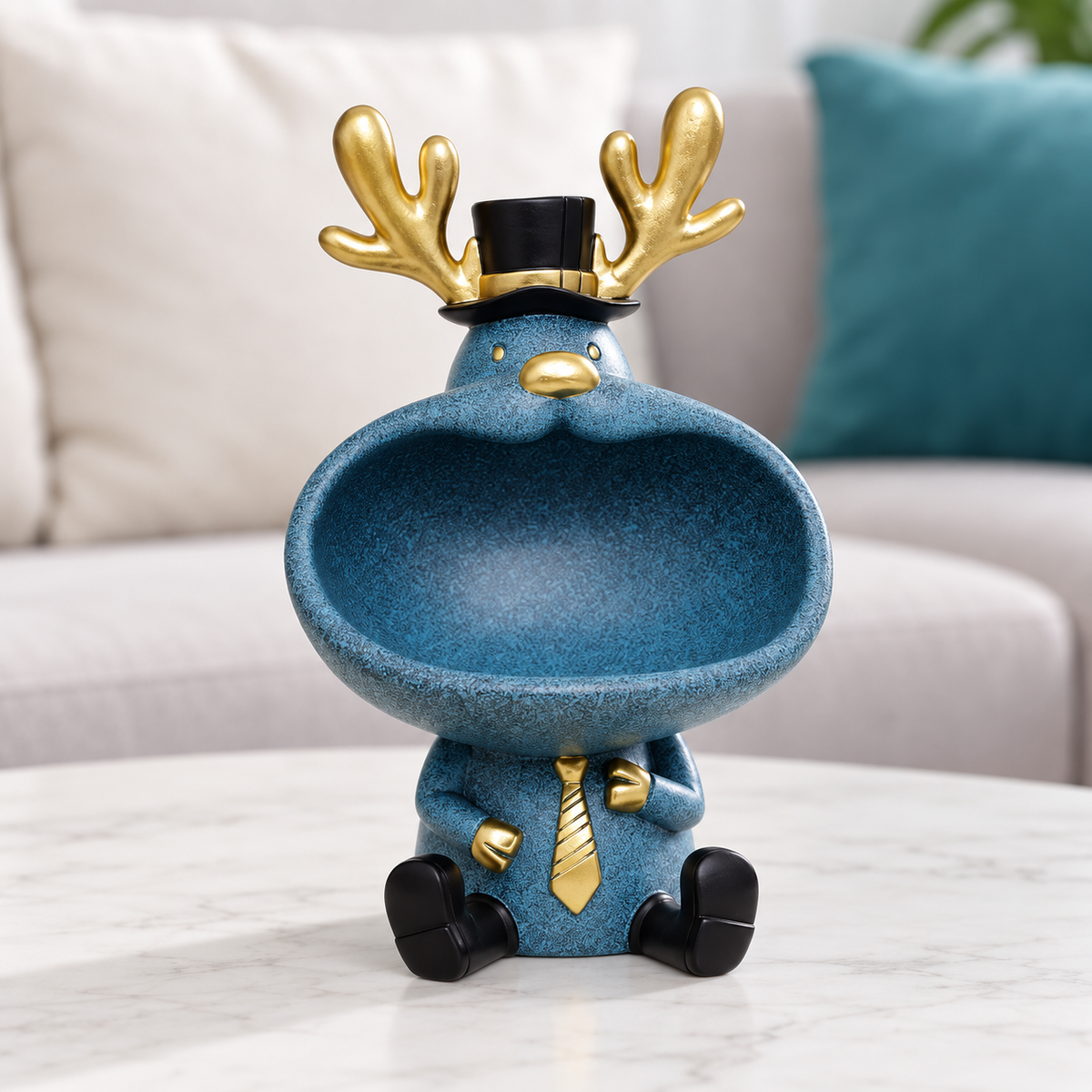 Nordic Resin Animal Figurine Trays for Tabletop Decor — Deer & Lucky Cat