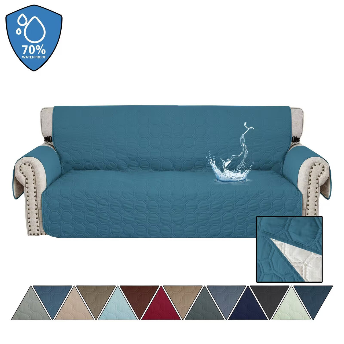Waterproof Quilted Sofa Cover for Dogs: Dark green