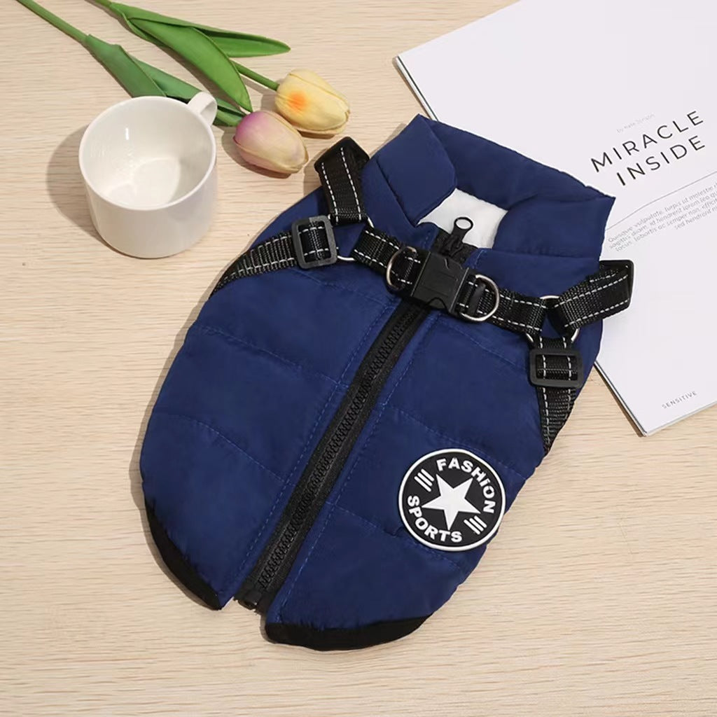 Padded Dog Vest with Built-In Harness, Fleece-Lined