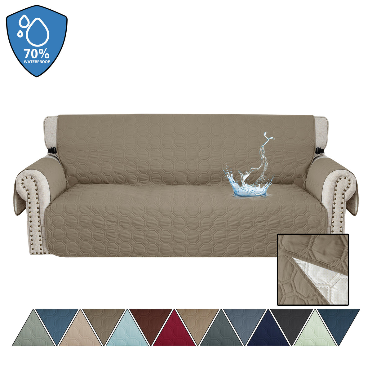 Waterproof Quilted Sofa Cover for Dogs: Light coffee