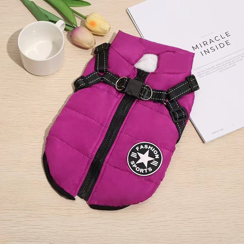 Padded Dog Vest with Built-In Harness, Fleece-Lined