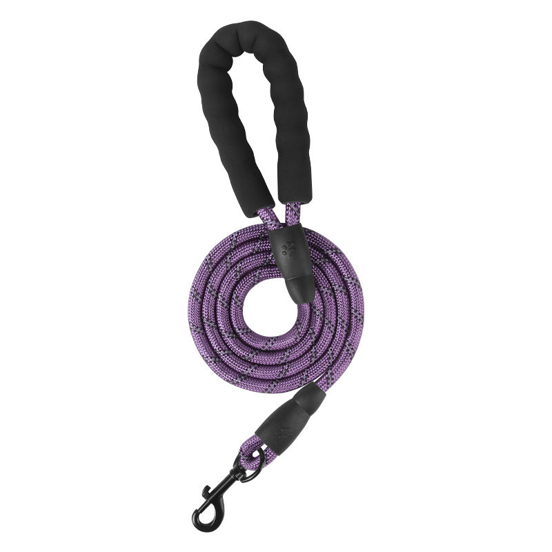 Purple 5 ft reflective rope leash, sold on its own with the tactical dog harness