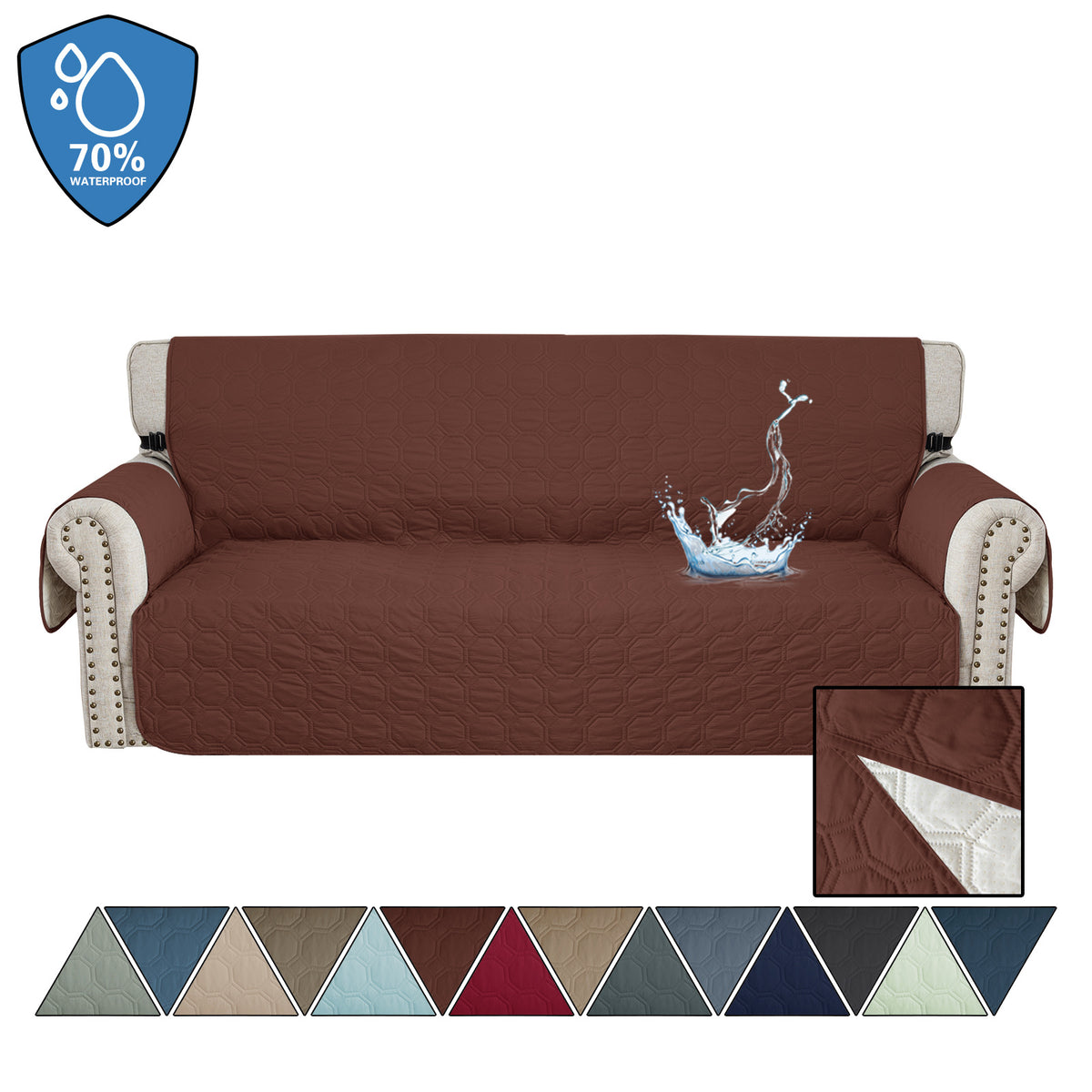 Waterproof Quilted Sofa Cover for Dogs: Brown