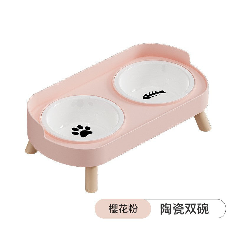 Raised Double Bowl Stand for Small Dogs, 400 ml Each Side, 6 Colors