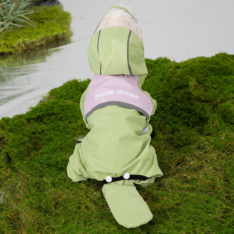 Dog Raincoat: Sky green, legs and tail covered
