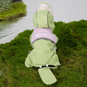 Dog Raincoat: Sky green, legs and tail covered
