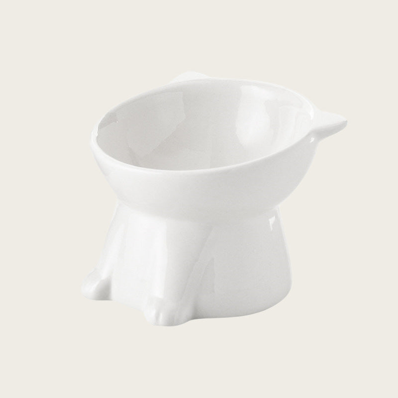 Tilted Raised Pet Bowl with Ears, Black or White