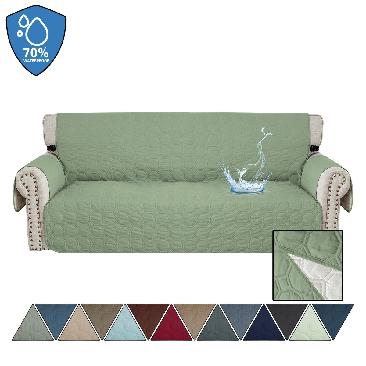 Waterproof Quilted Sofa Cover for Dogs: Mint green