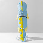 Dog Raincoat: Blue dinosaur, tail covered