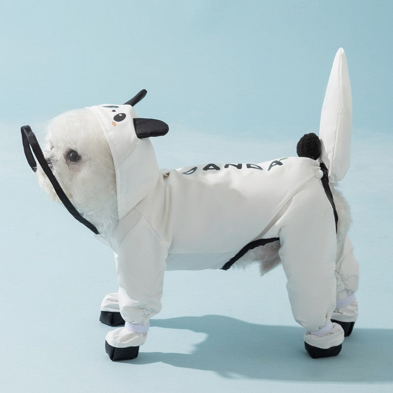 Dog Raincoat, Four-Leg Waterproof with Dinosaur Hood, XS to 8XL