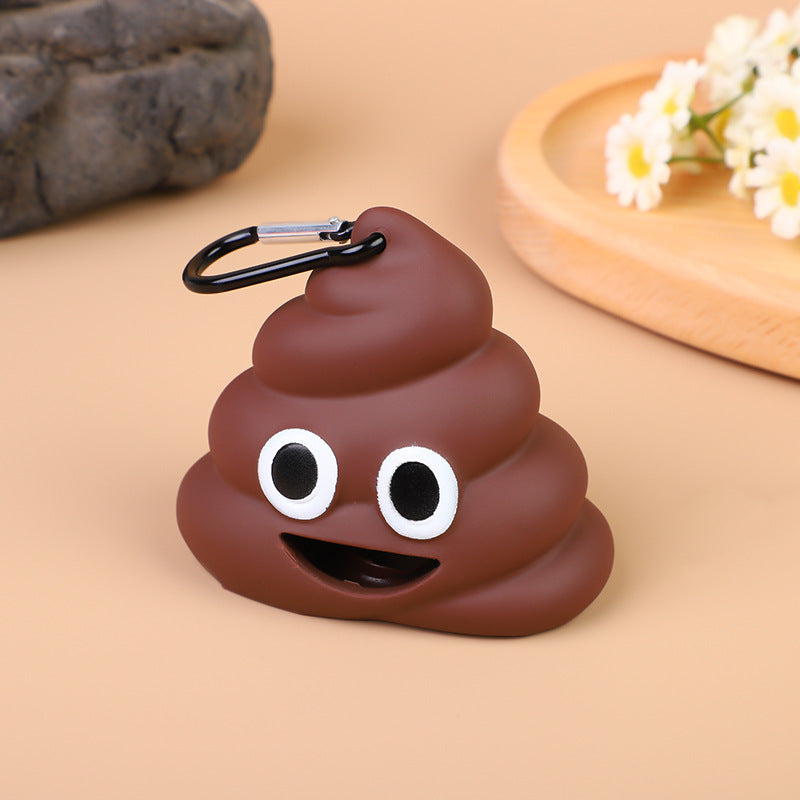 Dog Poop Bag Dispenser, Poop Emoji Shape, Clip-On