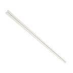 A pair of plain white chopsticks on a white background.