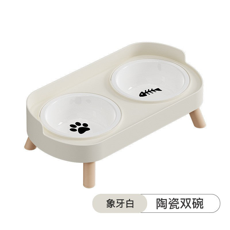 Raised Double Bowl Stand for Small Dogs, 400 ml Each Side, 6 Colors