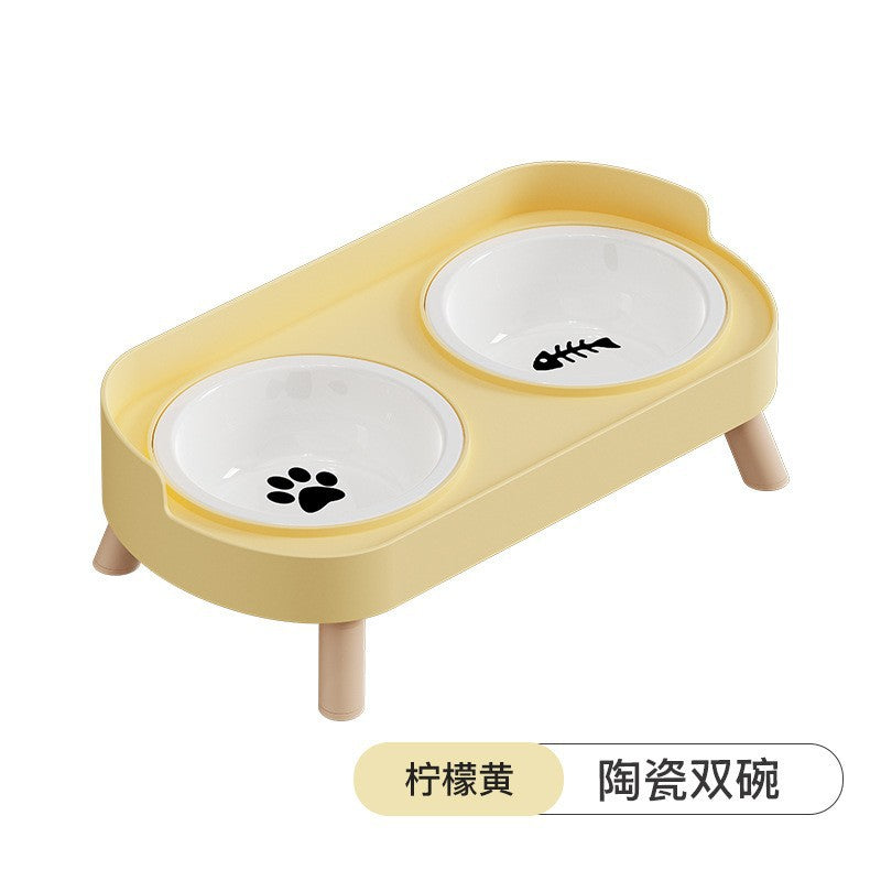 Raised Double Bowl Stand for Small Dogs, 400 ml Each Side, 6 Colors