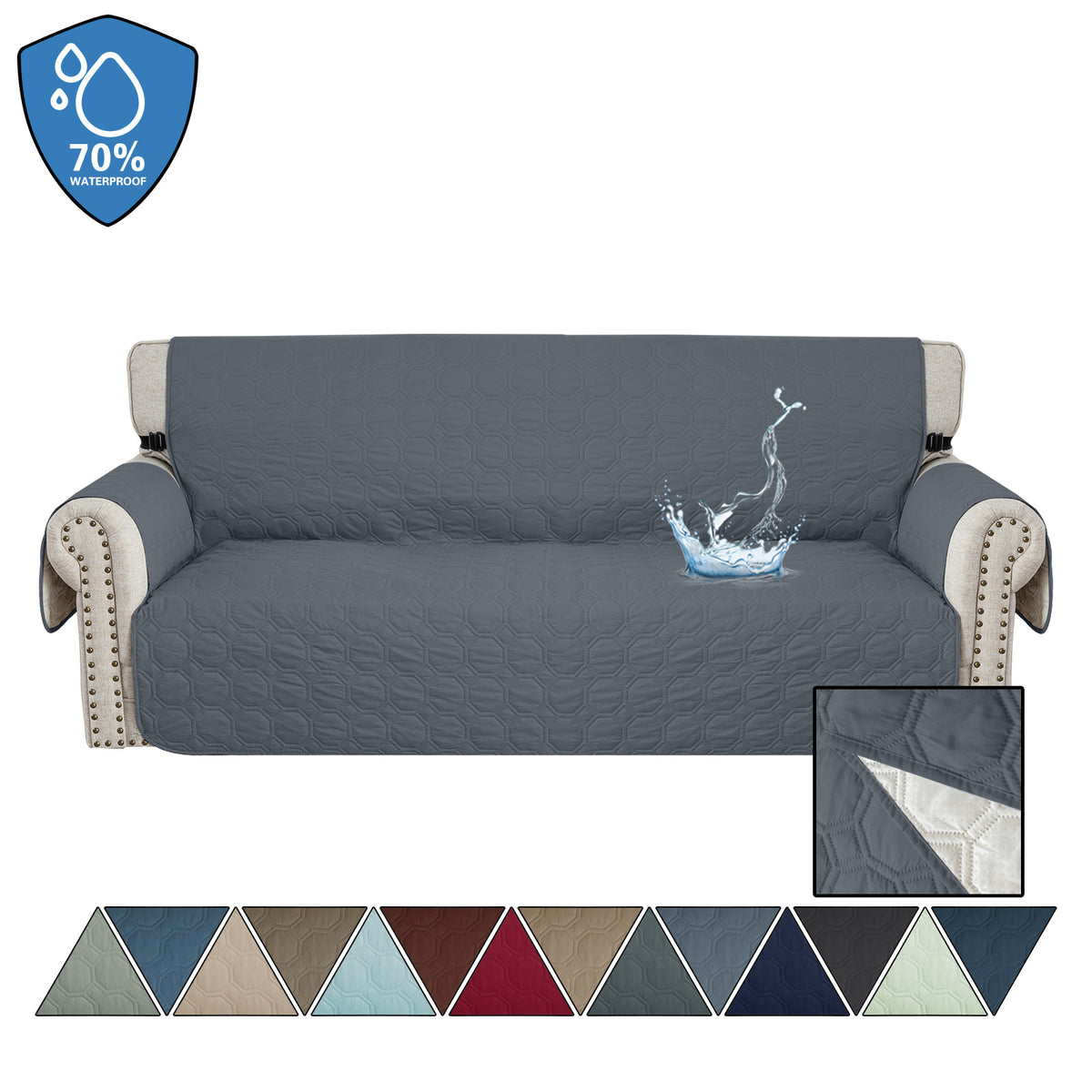 Waterproof Quilted Sofa Cover for Dogs: Dark grey