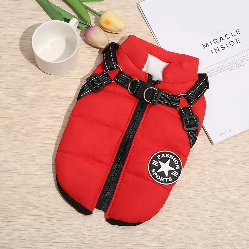 Padded Dog Vest with Built-In Harness, Fleece-Lined