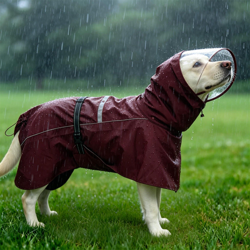 Hooded Dog Raincoat with Reflective Strips, L to 6XL